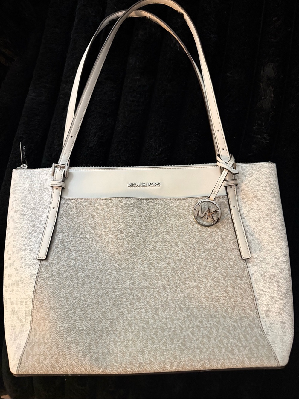 Michael Kors Cream and White Signature Tote